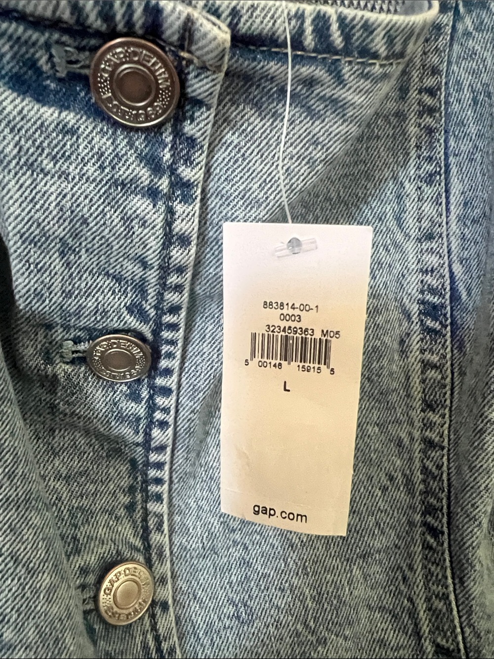 NWT GAP Denim Corset Top Large Button Front Square Neck Light Wash Vest - Picture 7 of 7